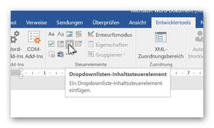 Dropdown in Word einfügen