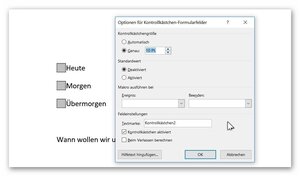 Eigenschaften Kontrollkästchen