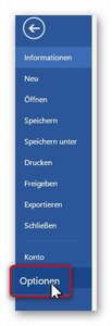 Word Datei Optionen