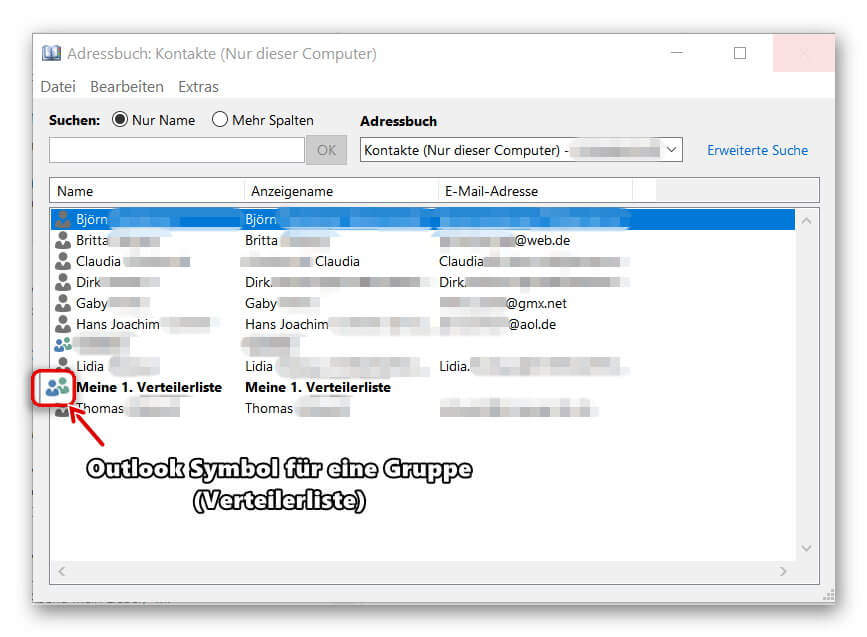 Outlook Adressbuch