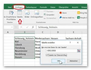 Dynamische Tabelle in Excel