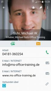vCard Kontakt im Smartphone