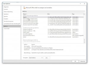 Excel Add Ins anzeigen