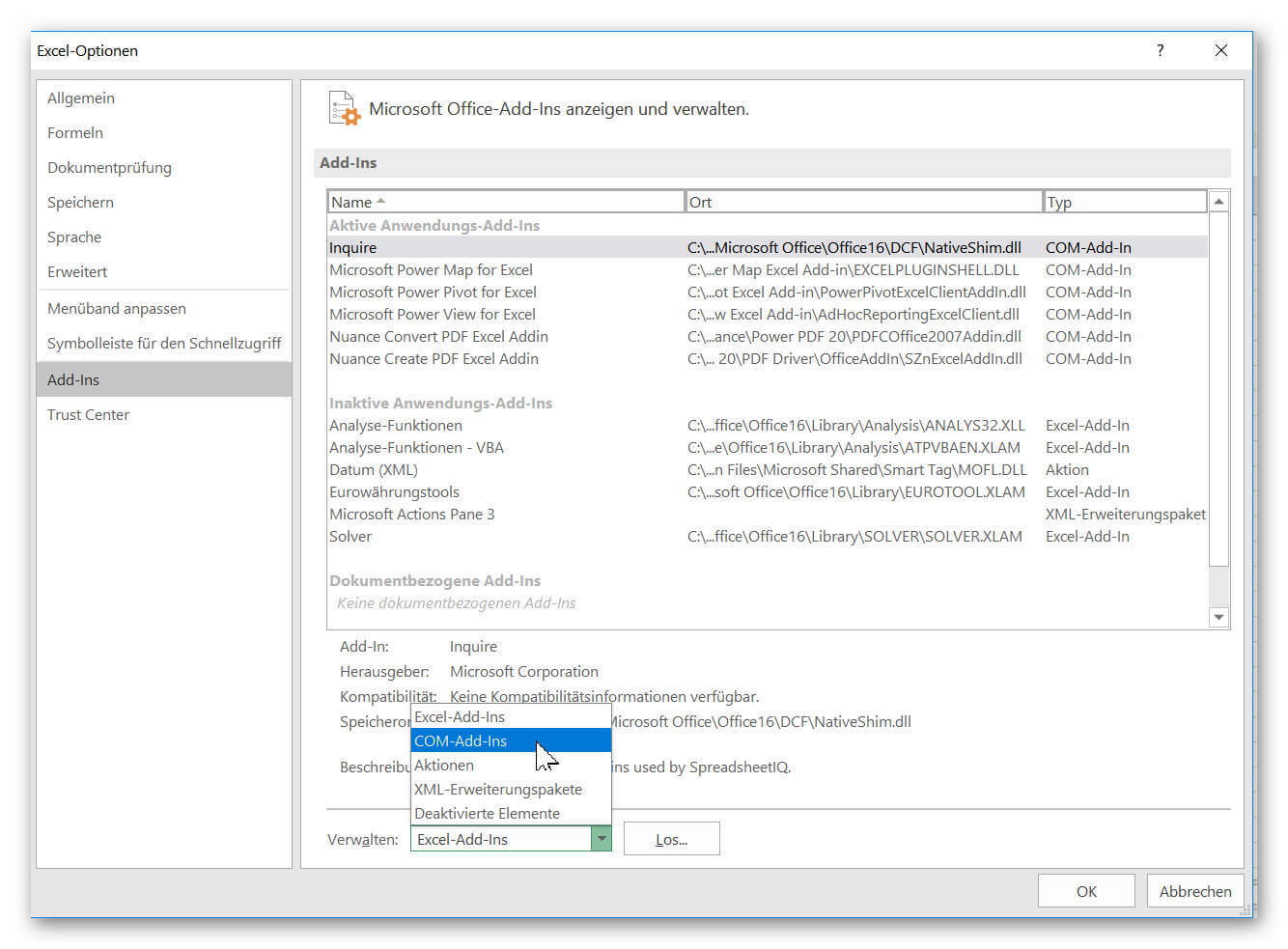 Excel Com Add-Ins