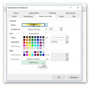 Zellkommentar in Excel formatieren