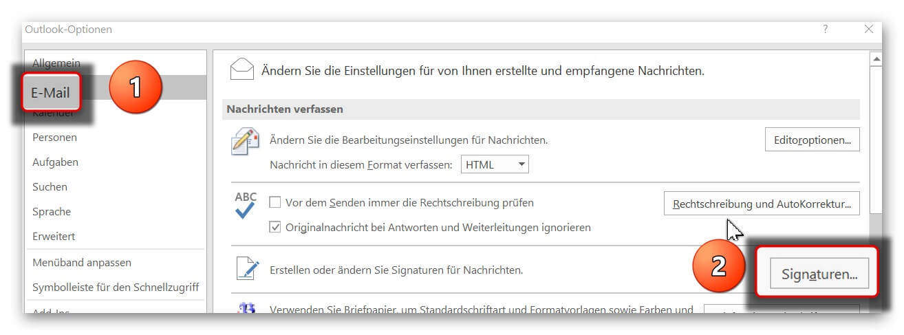 Outlook E-Mail Einstellungen Outlook E-Mail Einstellungen