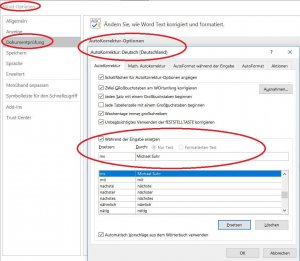 Autokorrektur in Word 2016