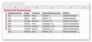 Senkrechte Suchrichtung