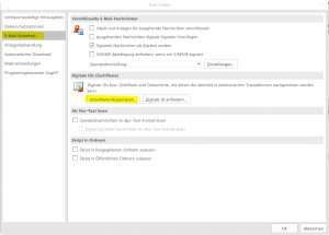 Digitale Signatur in Outlook Importieren