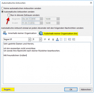 Outlook Automatische Antwort vorbereiten