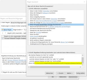 Outlook Regel Assistent Regelbeschreibung