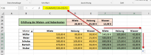 gemischter Bezug Kopierrichtung Horizontal