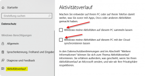 Windows 10 Aktivitätsverlauf