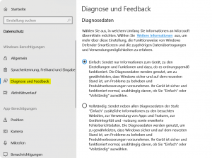 Windows 10 Diagnose und Feedback