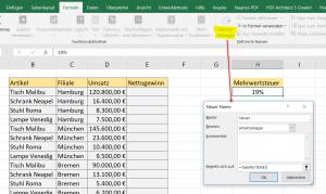 Namen mit Namensmanager in Excel erstellen