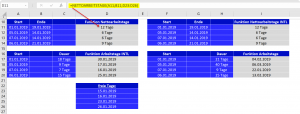 Funktion Nettoarbeitstage in Excel