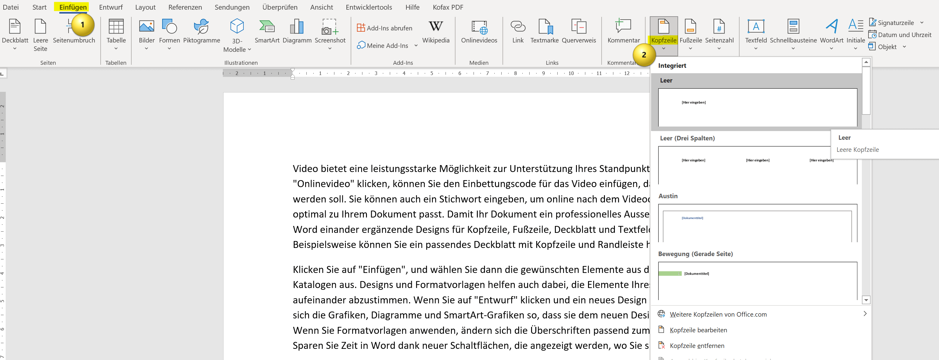 Kopfzeile in Word Abb.1