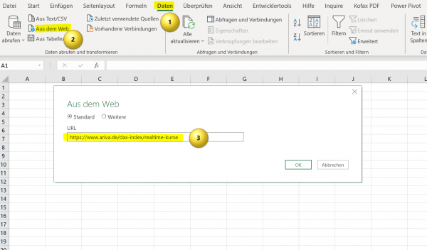 Aktienkurse in Excel importieren Abb.1