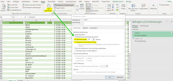 Aktienkurse in Excel importieren Abb.3