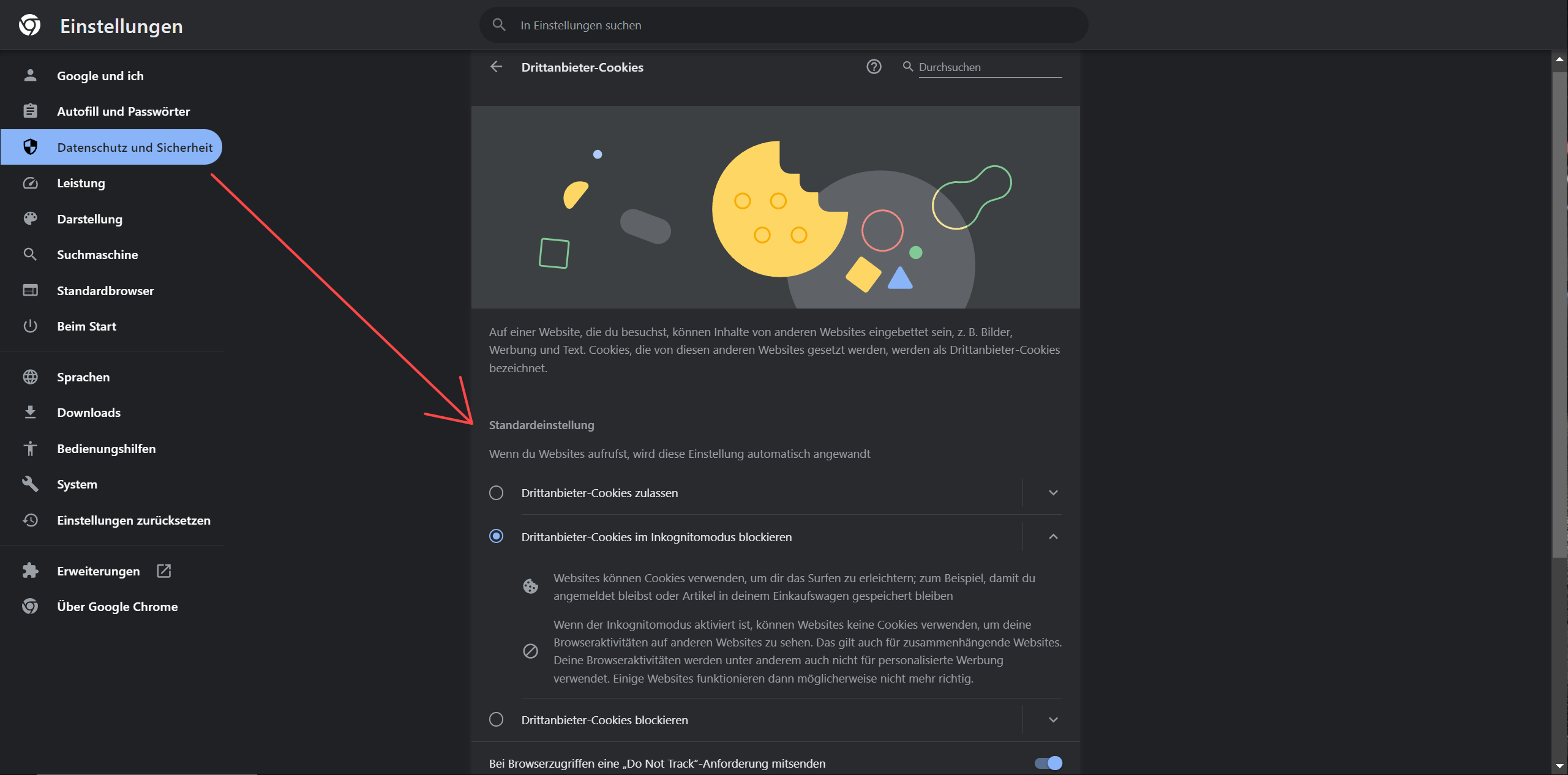 Google Chrome Drittanbieter Cookies