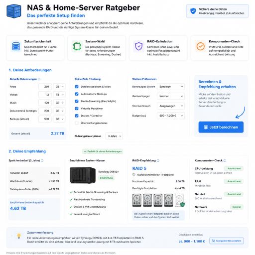 Online-Tools - Entscheidungshilfe-Tools 42 Home Server-Ratgeber