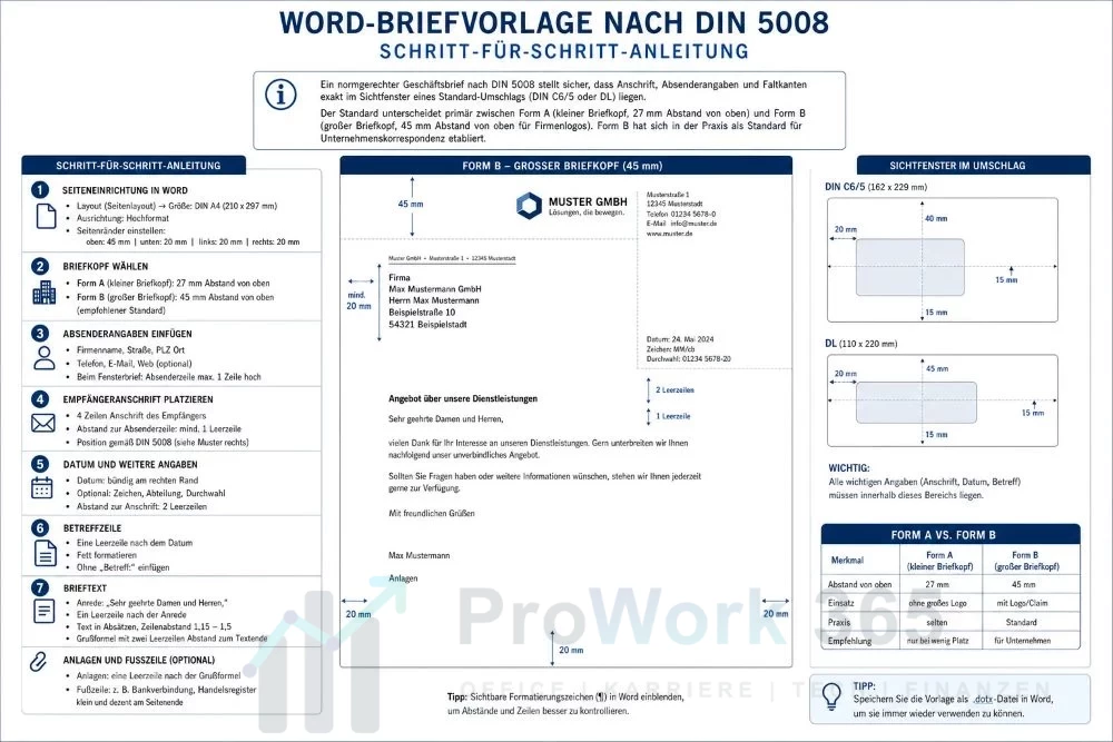 Word-Briefvorlage nach DIN 5008 erstellen Schritt-für-Schritt-Anleitung