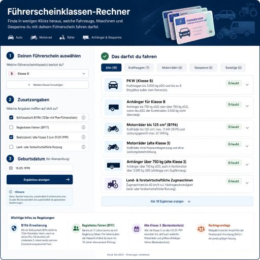 Führerschein-Klassen-Rechner