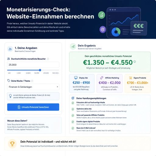 Online-Tools Alltag, Konsum & Mobilität 46 Monetarisierungs-Check für Webseiten
