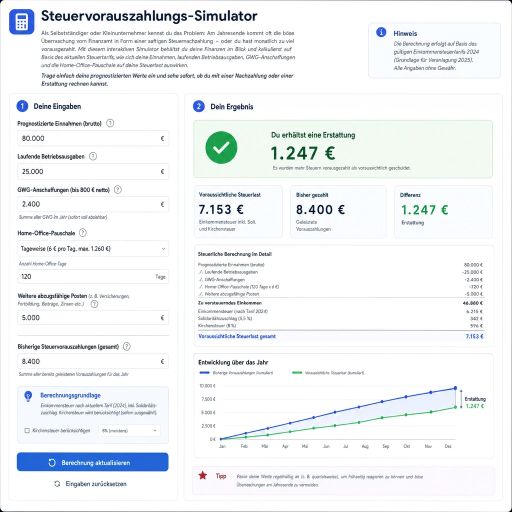Online-Tools Finanzen und Vorsorge 36 Steuervorauszahlung-Simulator