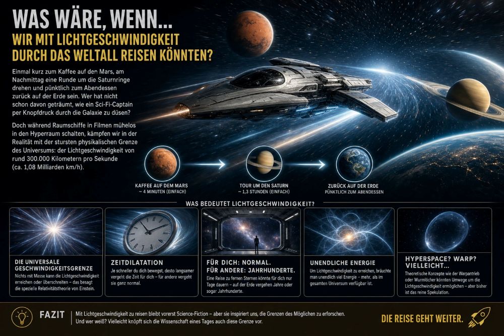 Was wäre wenn… wir mit Lichtgeschwindigkeit reisen könnten Was wäre wenn… wir mit Lichtgeschwindigkeit reisen könnten